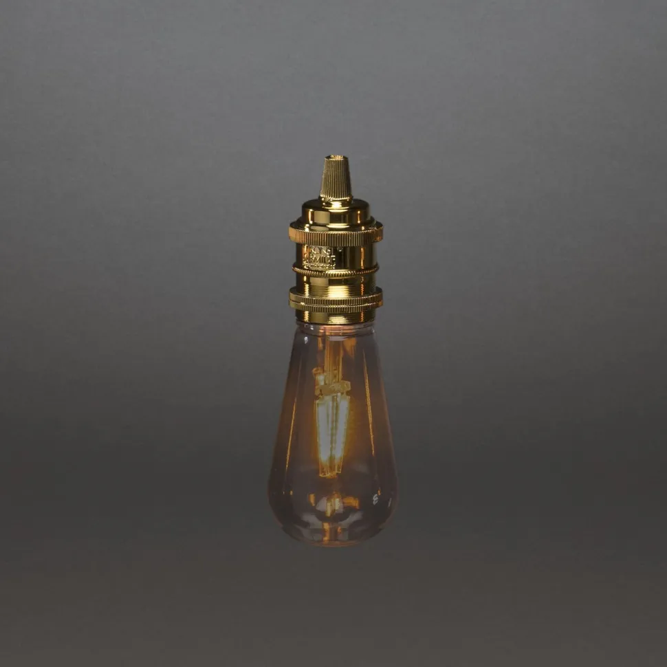 Juhlavalosarja Konstsmide, IP20, 8 x LED, kulta/amber, tekstiilikaapeli, himmennin