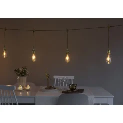 Juhlavalosarja Konstsmide, IP20, 8 x LED, kulta/amber, tekstiilikaapeli, himmennin