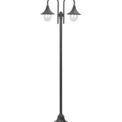 Kaksilyhtyinen pylväsvalaisin puutarhaan e27 220 cm pronssi