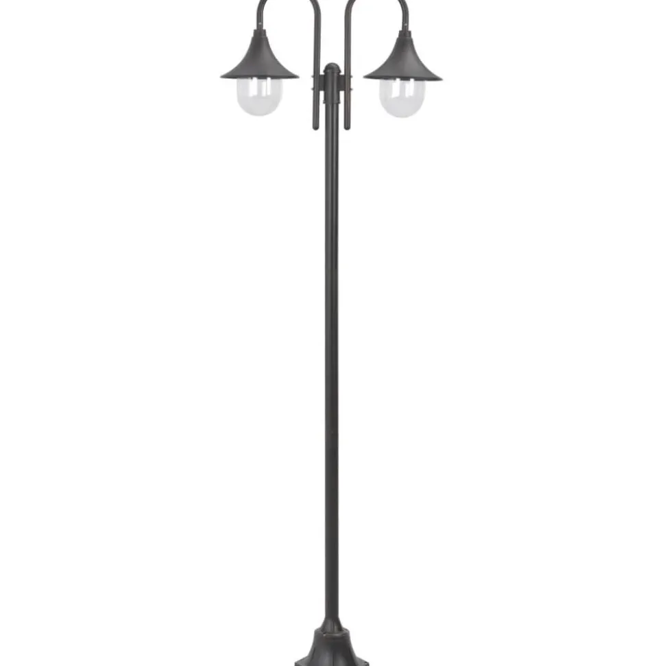 Kaksilyhtyinen pylväsvalaisin puutarhaan e27 220 cm pronssi