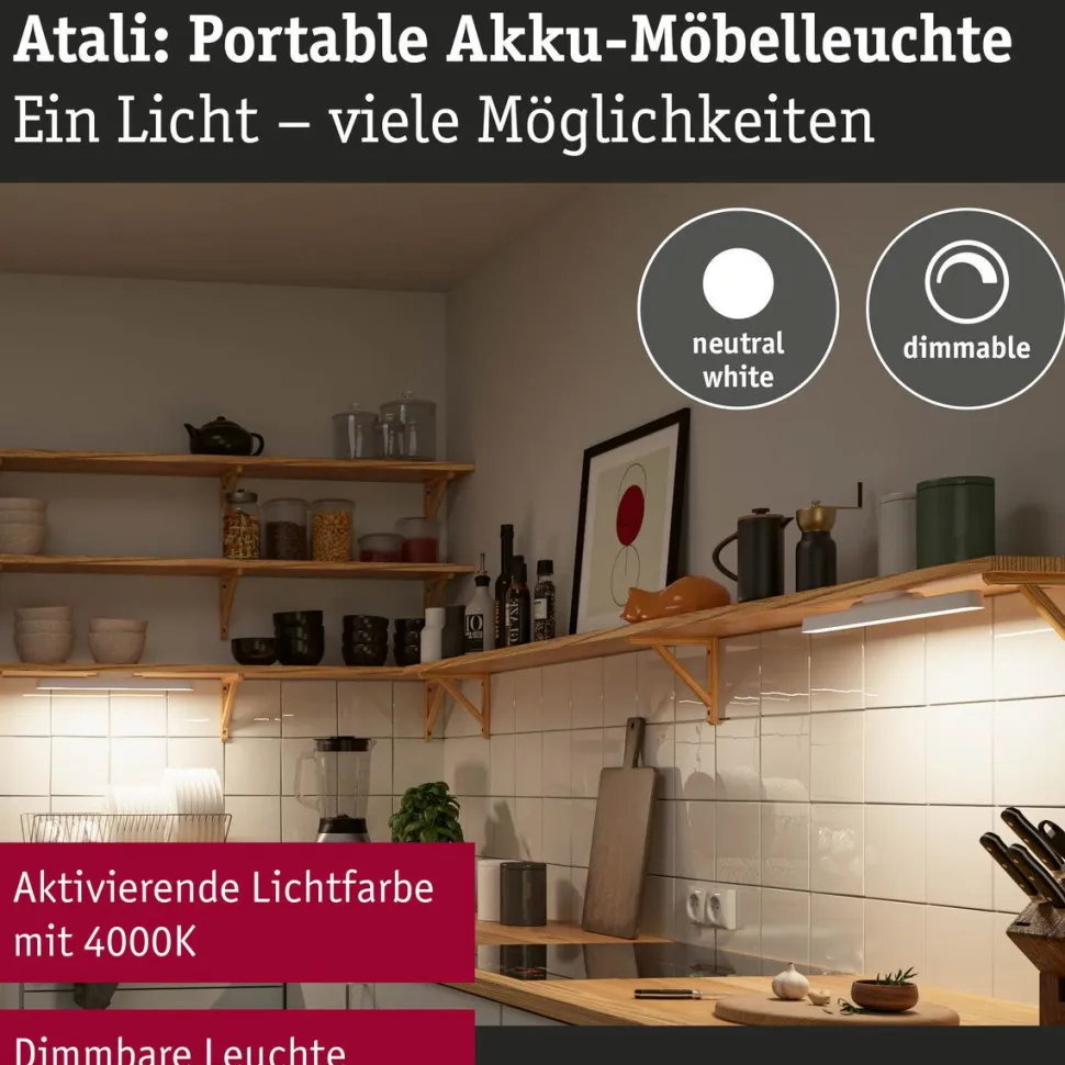 Kalustevalaisin Paulmann Atali, 40cm, 240lm, 4000K, pinta-asennus, musta