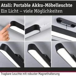 Kalustevalaisin Paulmann Atali, 40cm, 240lm, 4000K, pinta-asennus, musta