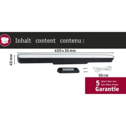 Kalustevalaisin Paulmann Atali, 40cm, 240lm, 4000K, pinta-asennus, musta