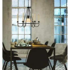 Kattokruunu Aneta Lighting Kronoberg musta ilman lasikupua