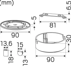 Kattokuppi Hide-a-lite Focus Pendant pinta-asennus musta