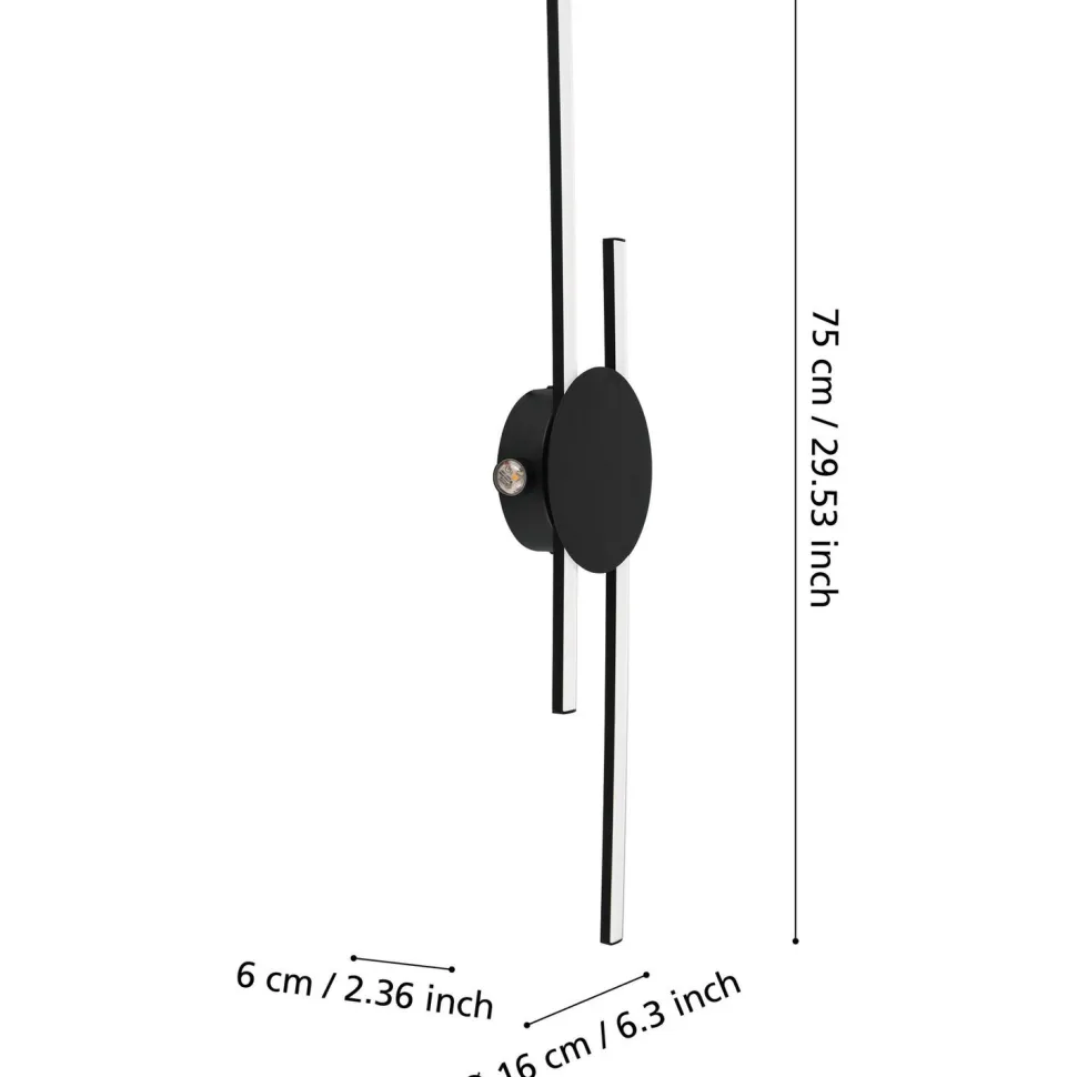 Katto-/seinävalaisin Eglo Venticello 20W LED 3000K IP20 musta