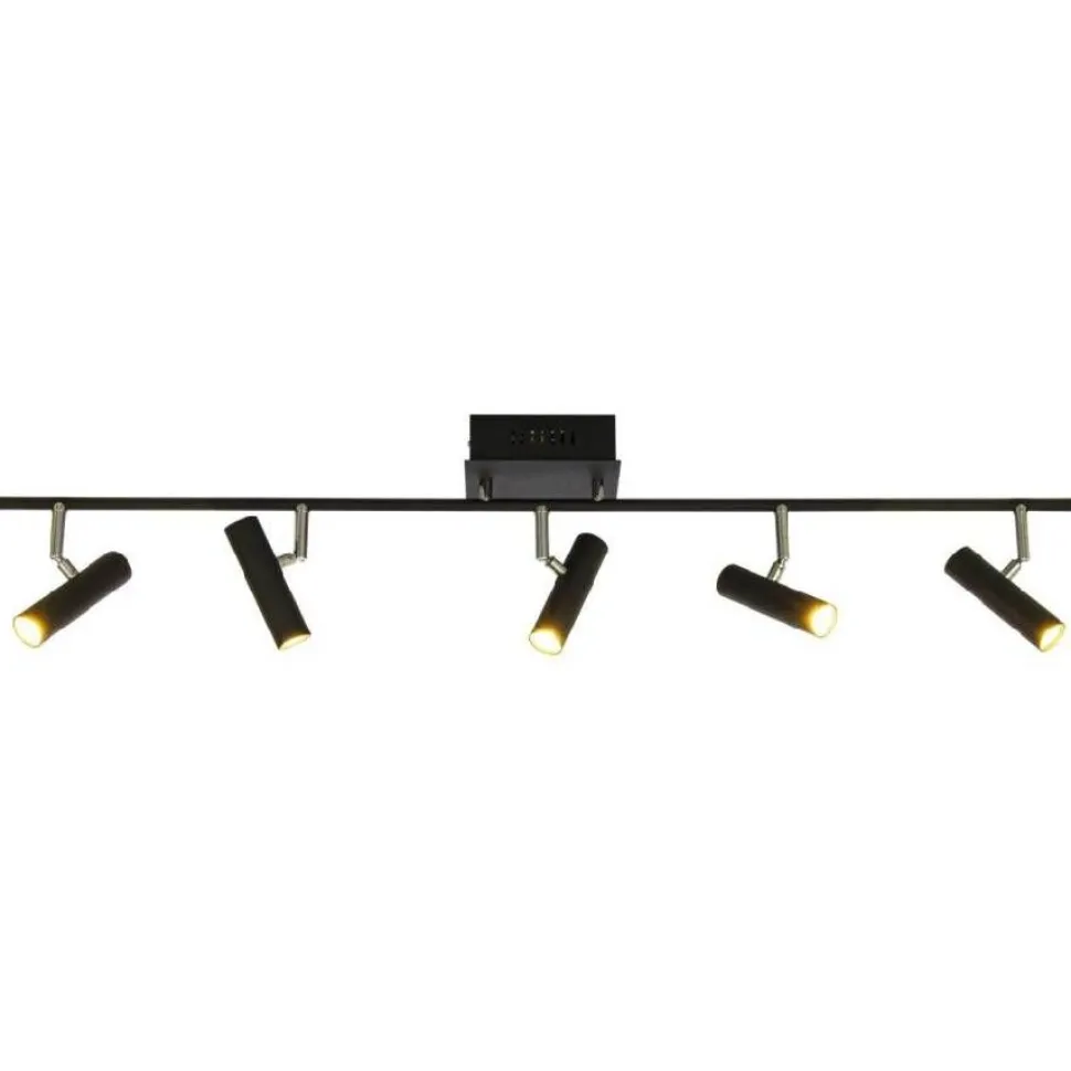 Kattospotti Aneta Lighting Artic 5-osainen suora musta/teräs
