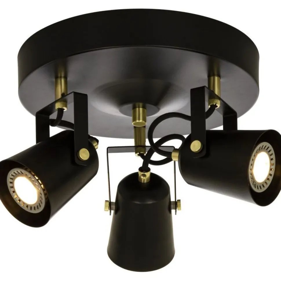 Kattospotti Aneta Lighting Metz pyöreä musta/mattamessinki