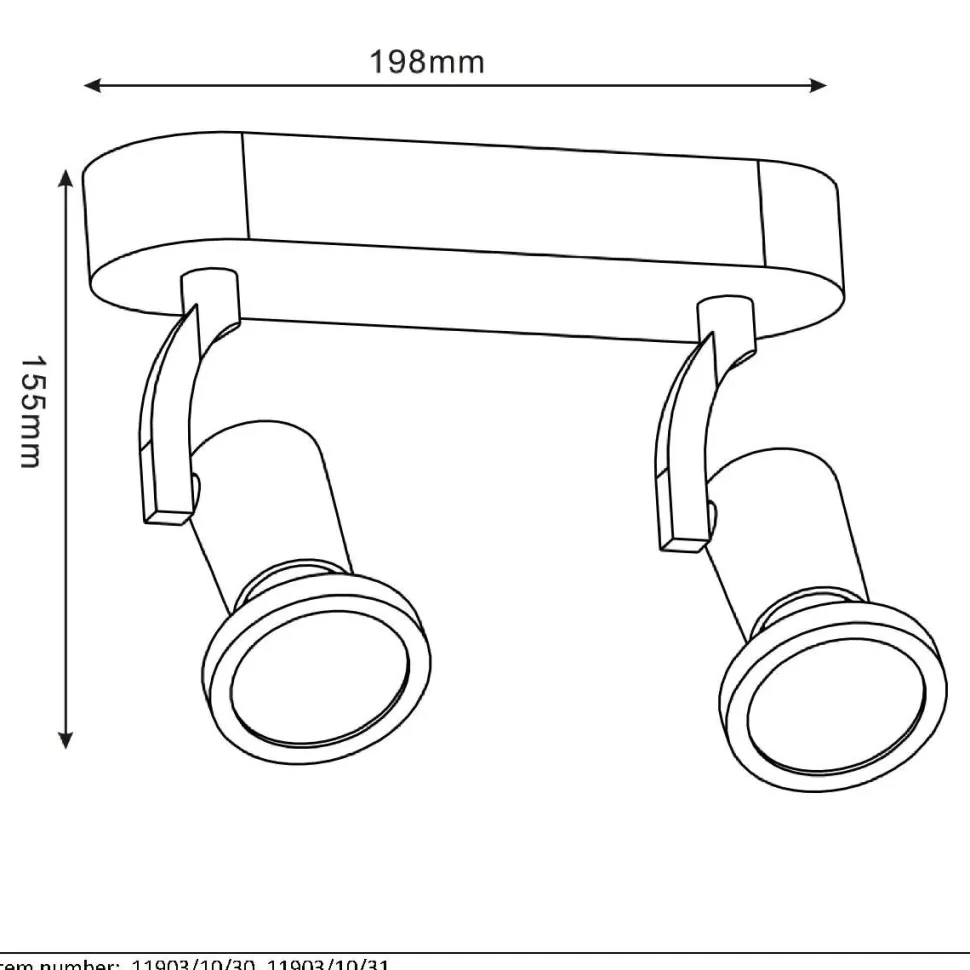 Kattospotti Lucide Jaster 198x60mm 2x5W valkoinen