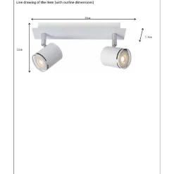 Kattospotti Lucide Rilou 90x300mm 2x5W himmennettävä valkoinen