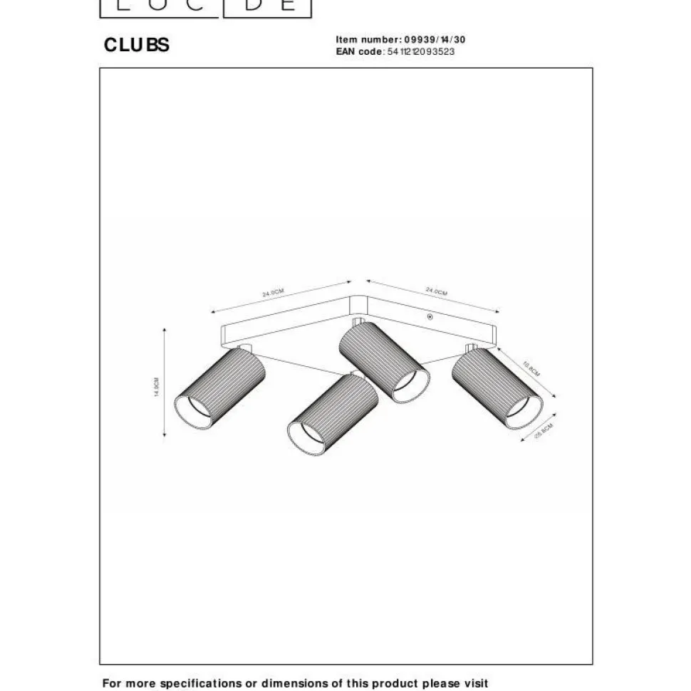 Kattospottivalaisin Lucide Clubs, 4xGU10, valkoinen