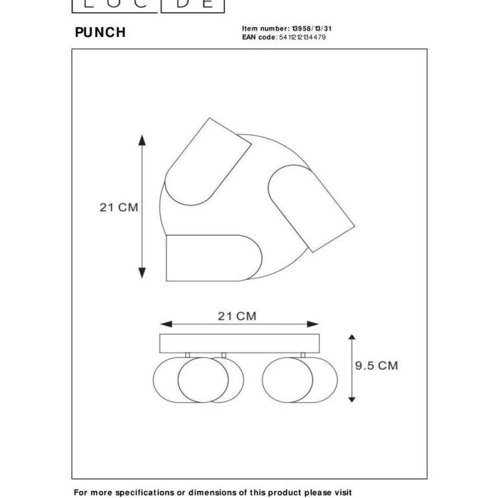 Kattospottivalaisin Lucide Punch Ø21cm, 3xGU10, valkoinen