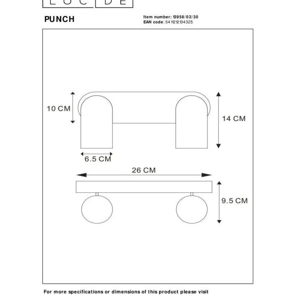 Kattospottivalaisin Lucide Punch, 2-osainen, musta