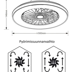 Kattotuuletinvalaisin FocusLight Panama Ø50cm, CCT, valkoinen