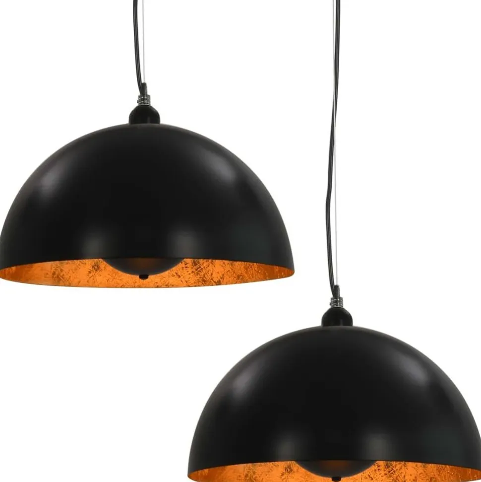 Kattovalaisimet 2kpl musta & kulta puolipallomainen 40cm e27