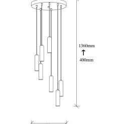 Kattovalaisin Linento Lighting Tempo 7-osainen messinki/musta