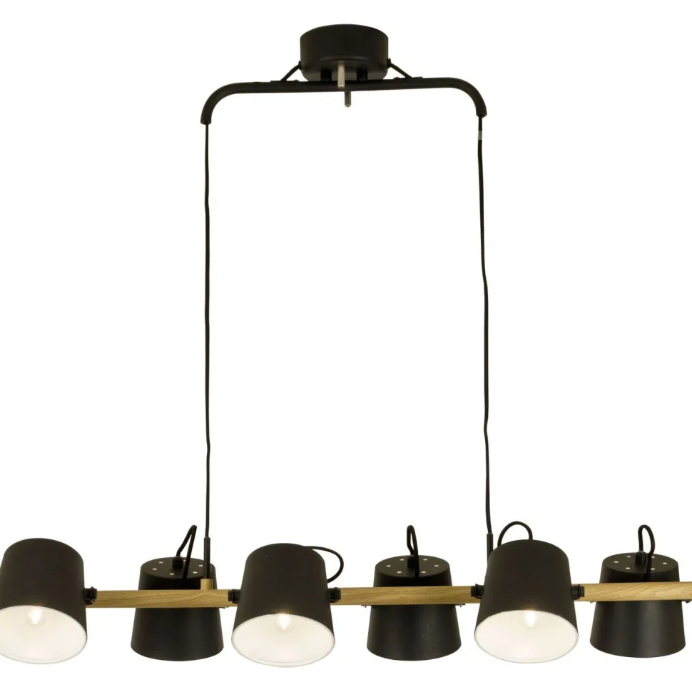 Kattovalaisin Aneta Lighting Espresso 6-osainen suunnattava mattamusta/puu
