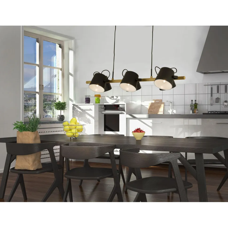 Kattovalaisin Aneta Lighting Espresso 6-osainen suunnattava mattamusta/puu