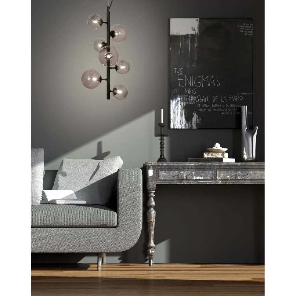 Kattovalaisin Aneta Lighting Molekyl 7-osainen musta/savunharmaa