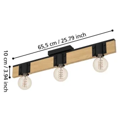 Kattovalaisin Eglo Bailrigg, 3xE27, 40W, IP20, puu/musta