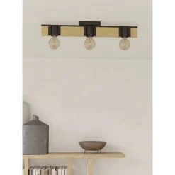 Kattovalaisin Eglo Bailrigg, 3xE27, 40W, IP20, puu/musta
