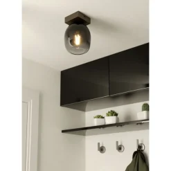 Kattovalaisin Eglo Filago, Ø14.5cm, E27, 40W, IP20, harmaa savulasi/puu