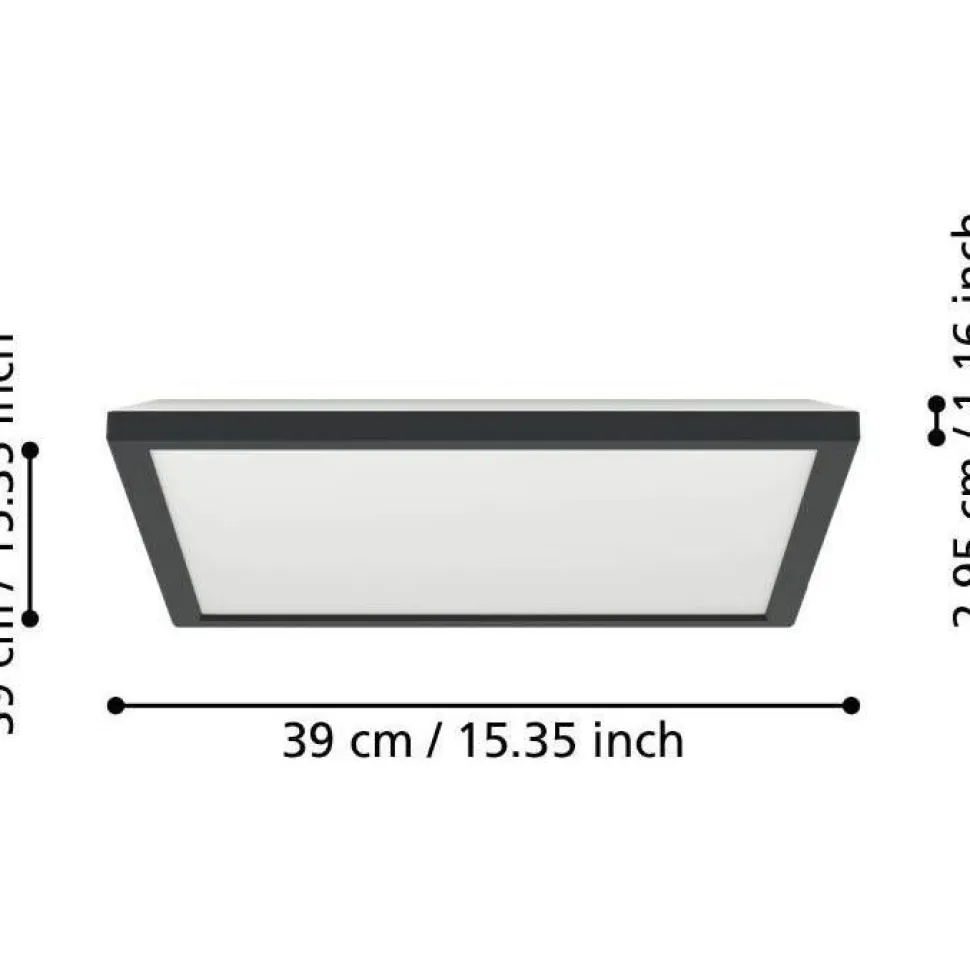 Kattovalaisin Eglo Rovito-z LED RGB CCT 29x29cm IP44 musta