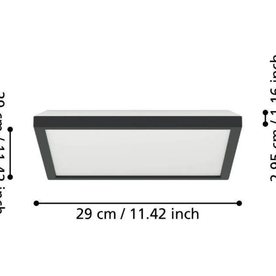 Kattovalaisin Eglo Rovito-z LED RGB CCT 29x29cm IP44 musta