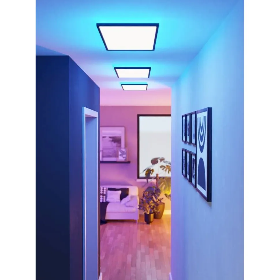 Kattovalaisin Eglo Rovito-z LED RGB CCT 29x29cm IP44 musta