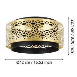 Kattovalaisin Eglo Sandbach, Ø42cm, E27, 40W, IP20, messinki/musta