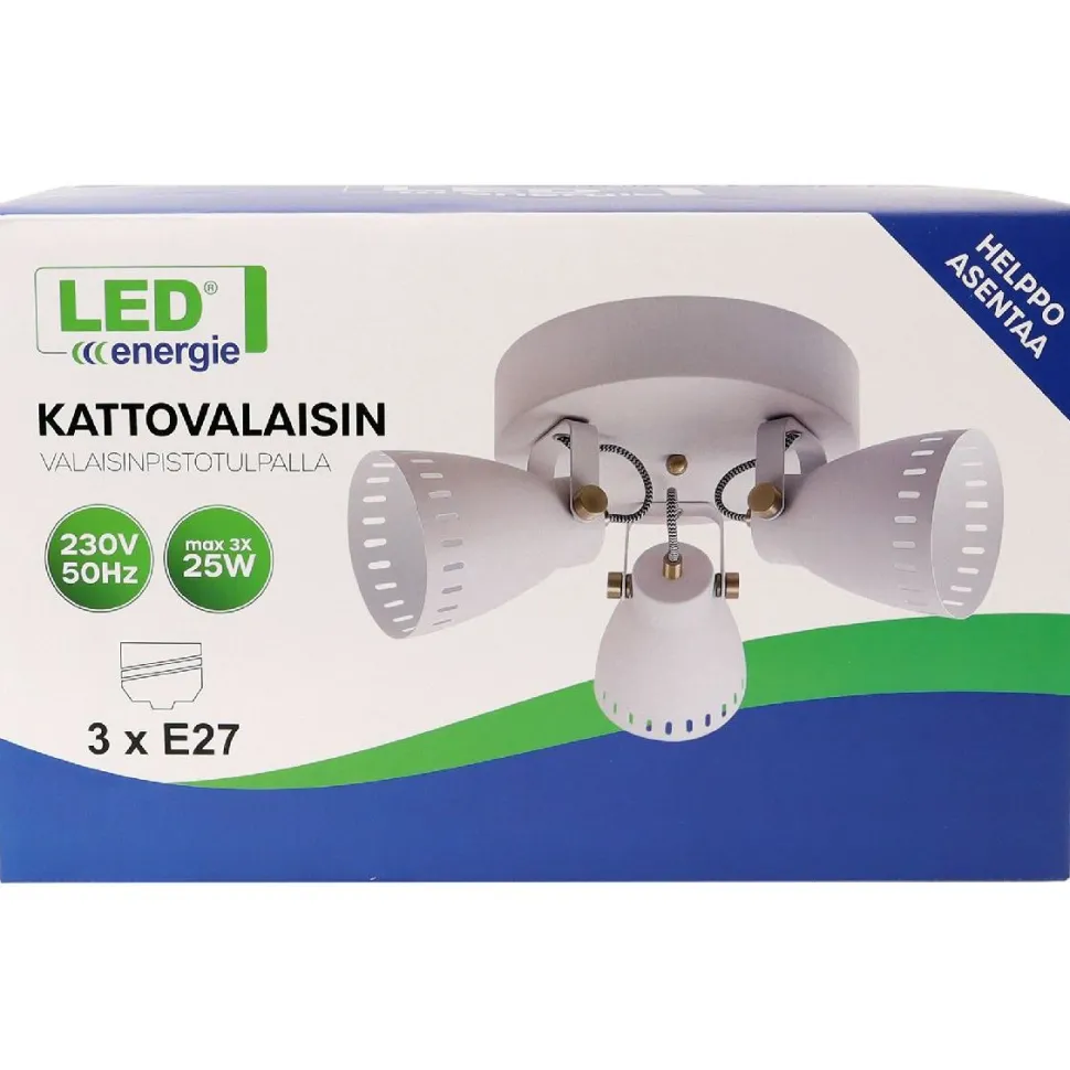 Kattovalaisin Led Energie 3xE27, valkoinen