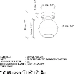Kattovalaisin Linento Lighting Benek, Ø15cm, E27, eri värejä