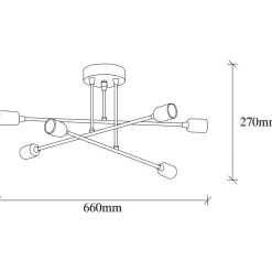 Kattovalaisin Linento Lighting Fleur 6-osainen musta/pronssi