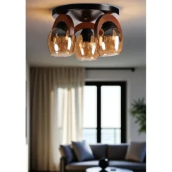 Kattovalaisin Linento Lighting Helena 3-osainen hunaja/saksanpähkinä/musta