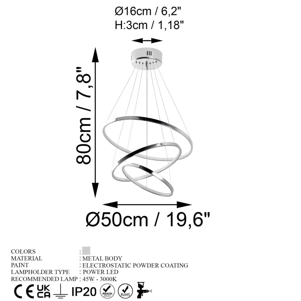 Kattovalaisin Linento Lighting Simit, kromi