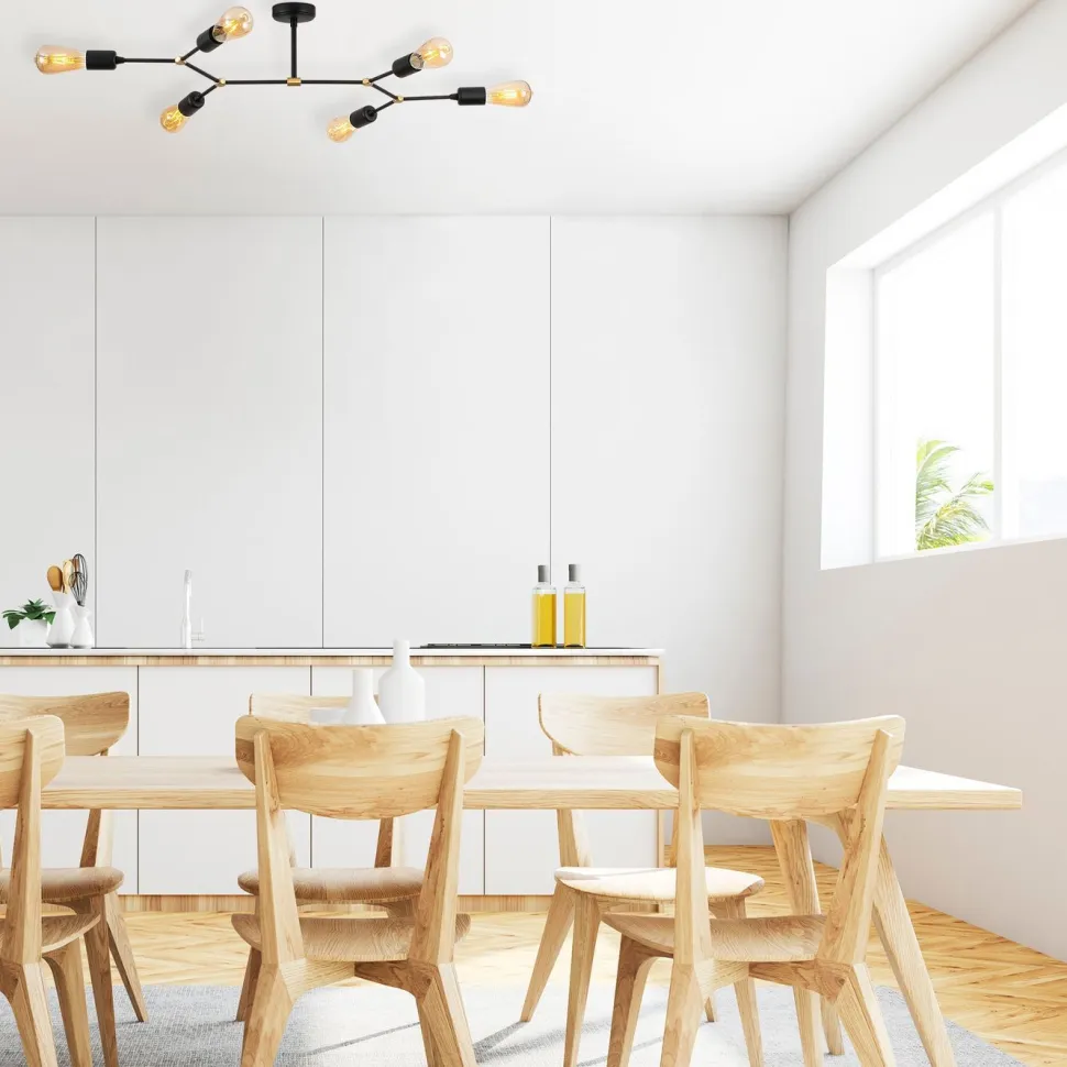 Kattovalaisin Linento Lighting Sparrow 6-osainen musta