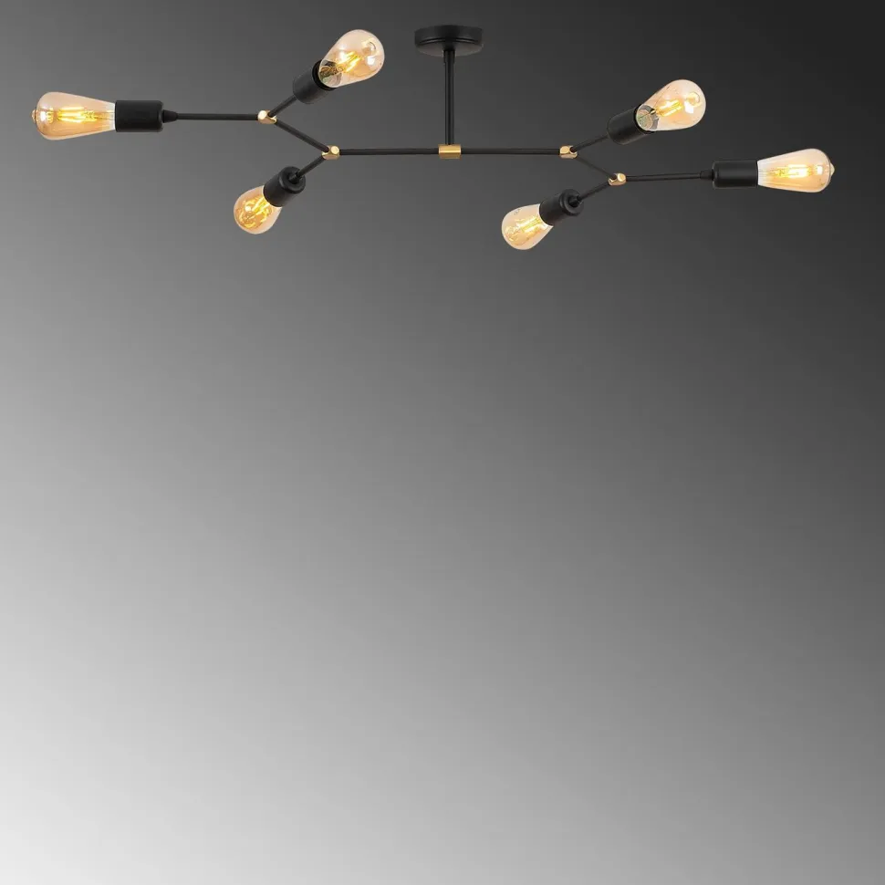 Kattovalaisin Linento Lighting Sparrow 6-osainen musta