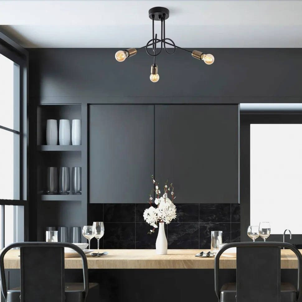 Kattovalaisin Linento Lighting Viraj 3-osainen musta/pronssi
