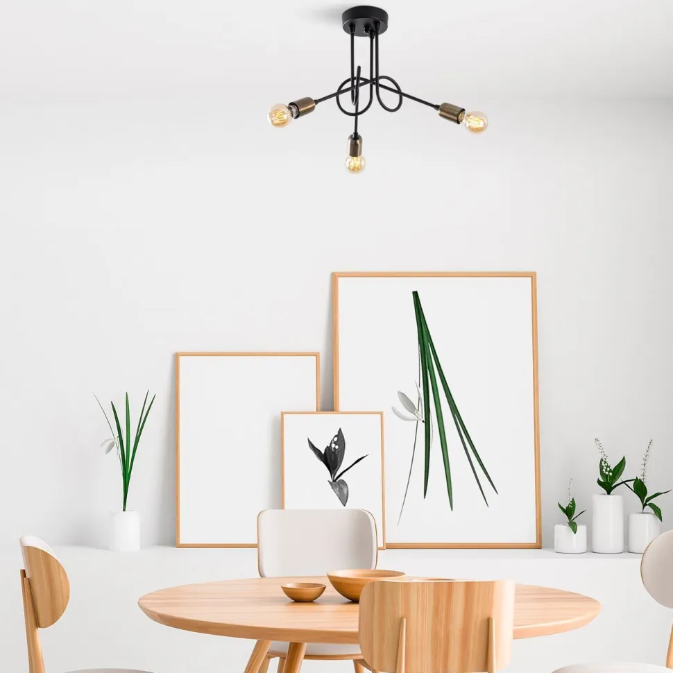 Kattovalaisin Linento Lighting Viraj 3-osainen musta/pronssi