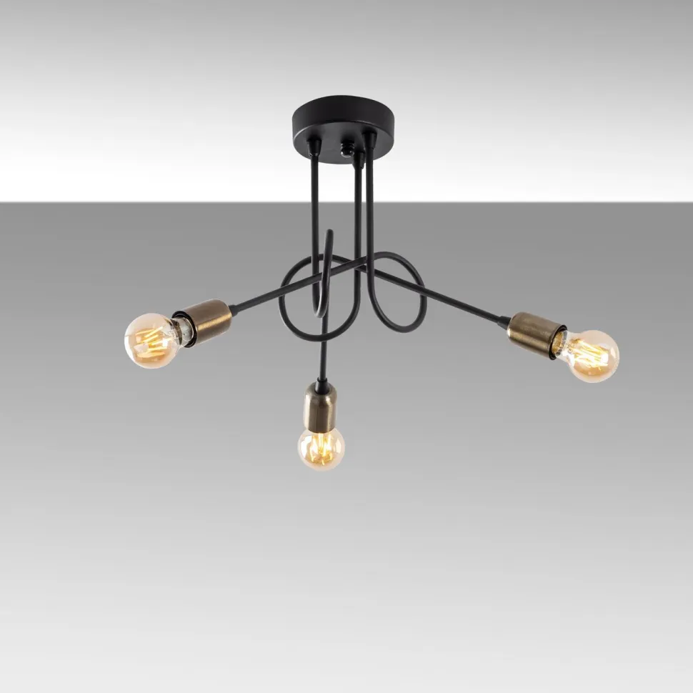 Kattovalaisin Linento Lighting Viraj 3-osainen musta/pronssi