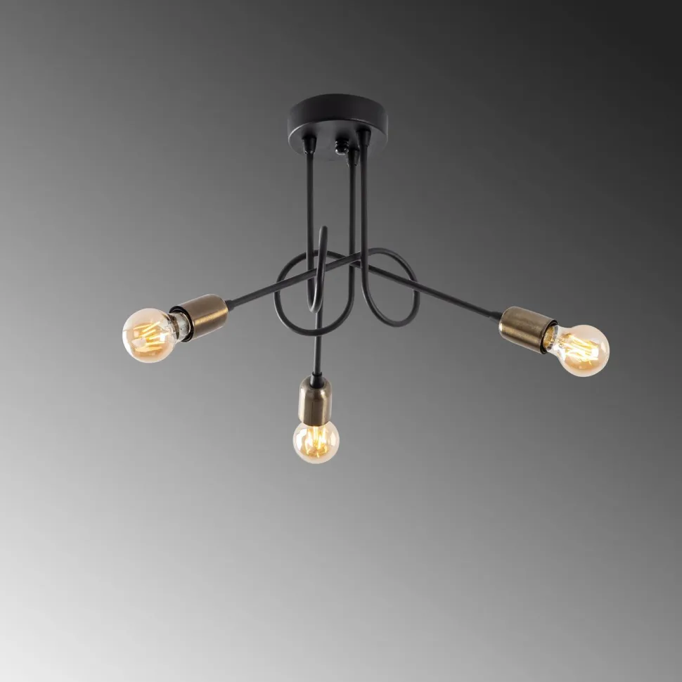 Kattovalaisin Linento Lighting Viraj 3-osainen musta/pronssi