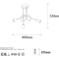 Kattovalaisin Linento Lighting Viraj 3-osainen musta/pronssi