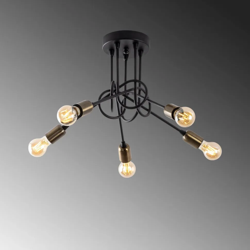 Kattovalaisin Linento Lighting Viraj 5-osainen musta/pronssi