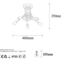 Kattovalaisin Linento Lighting Viraj 5-osainen musta/pronssi