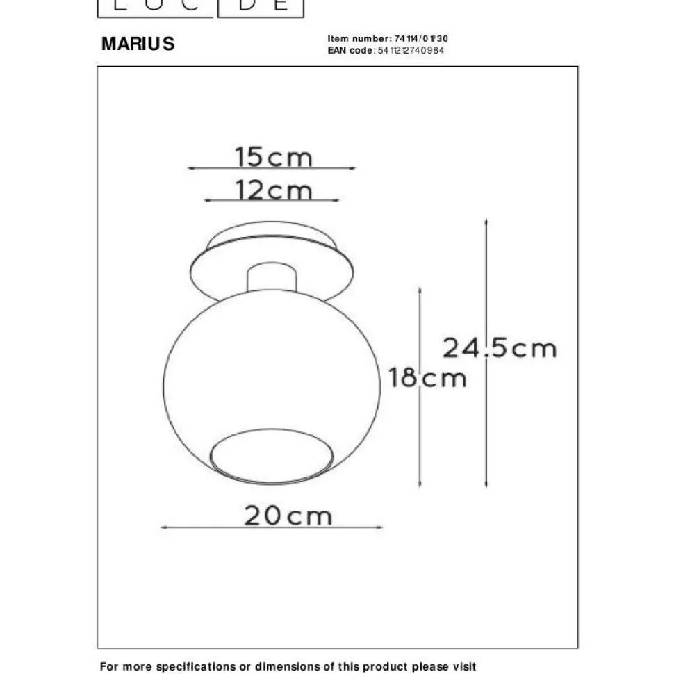 Kattovalaisin Lucide Marius Ø20cm, 1xE27, eri värejä