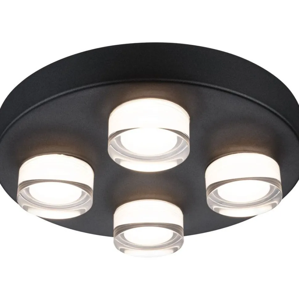 Kattovalaisin Paulmann Kame, Ø25cm, IP44, 3000K, 4x2000lm, 230V, 4x4.2W, signaalimusta