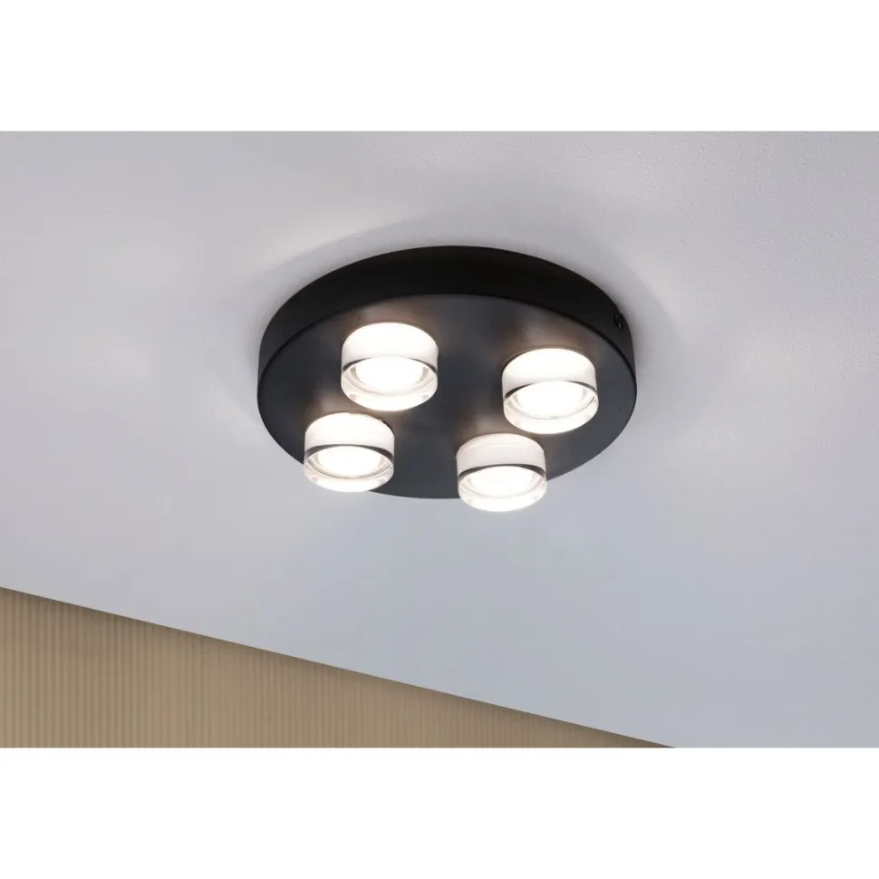 Kattovalaisin Paulmann Kame, Ø25cm, IP44, 3000K, 4x2000lm, 230V, 4x4.2W, signaalimusta