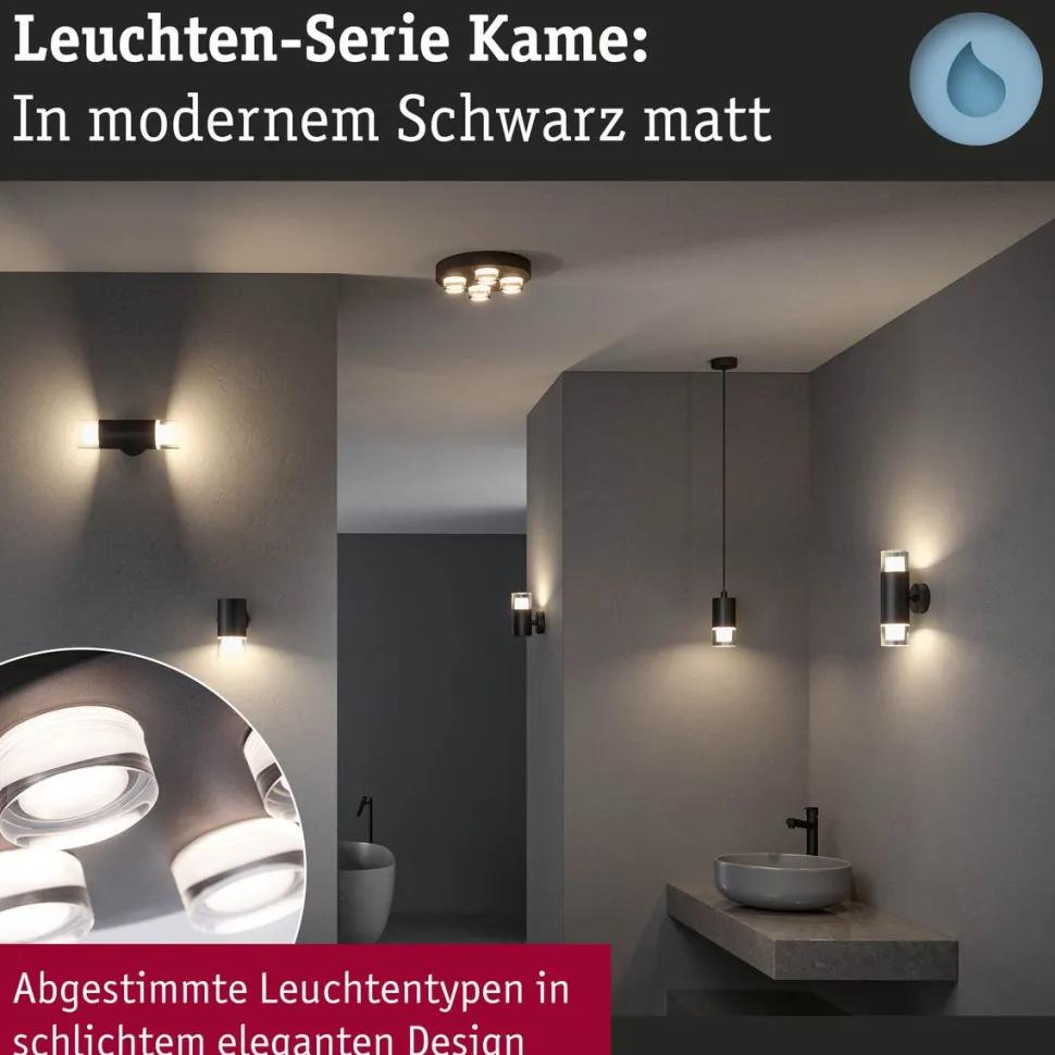 Kattovalaisin Paulmann Kame, Ø25cm, IP44, 3000K, 4x2000lm, 230V, 4x4.2W, signaalimusta