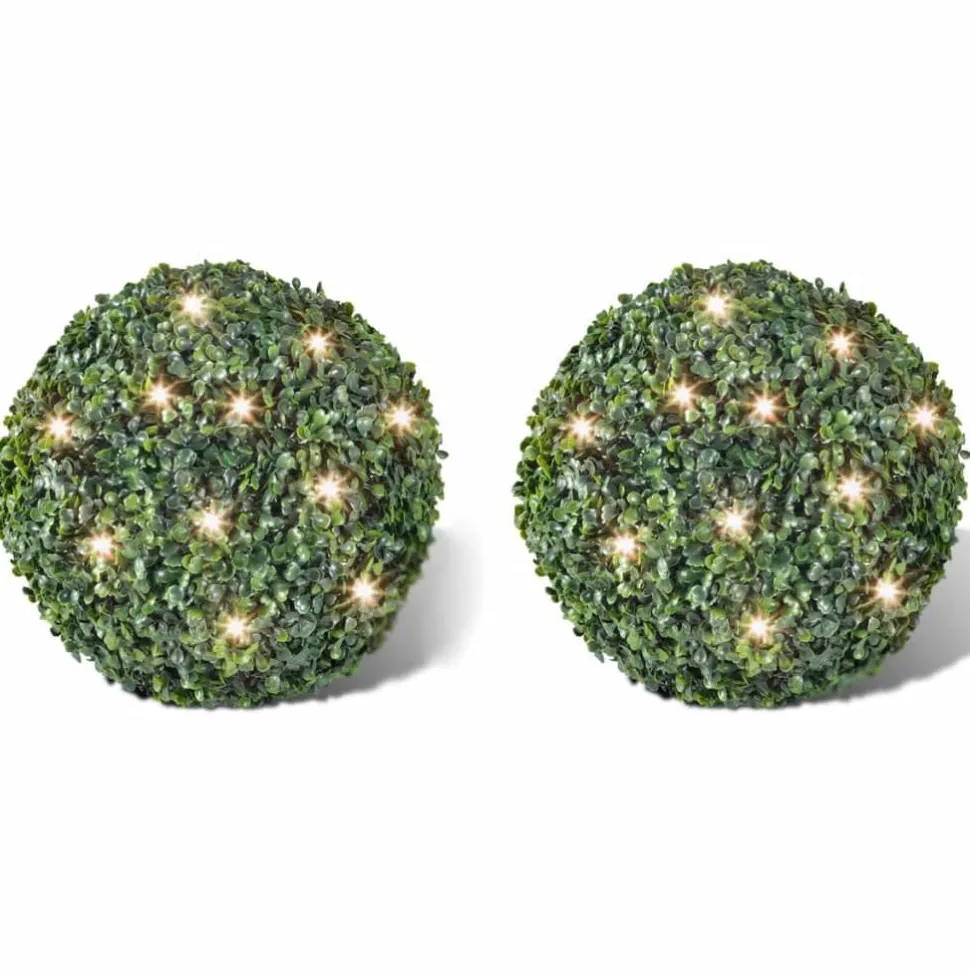 Keinolehtinen puksipuu pallo 35cm 2:lla aurinkovoima led