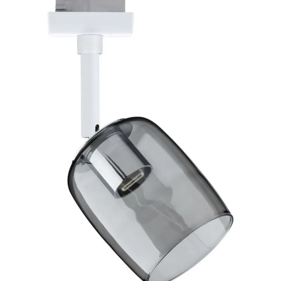 Kiskospotti Paulmann URail Blossom, G9, max. 10W, himmennettävä, 230V, signaalivalkoinen/savulasi